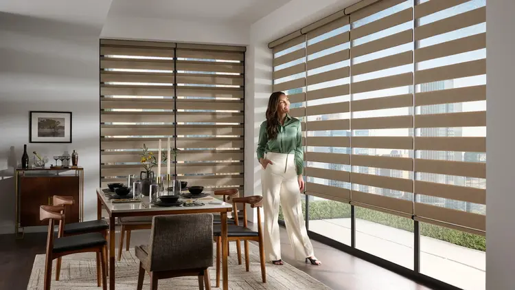 Alta commercial banded shades in a modern office environment