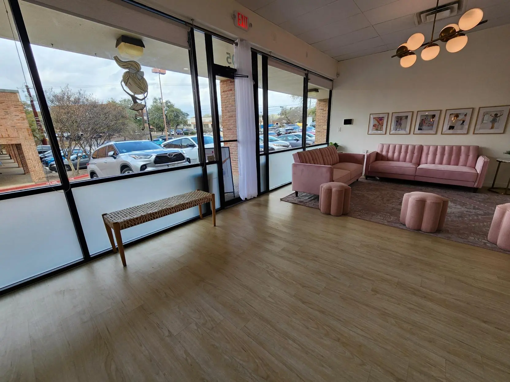 Commercial lobby with switchable privacy tint on glass walls