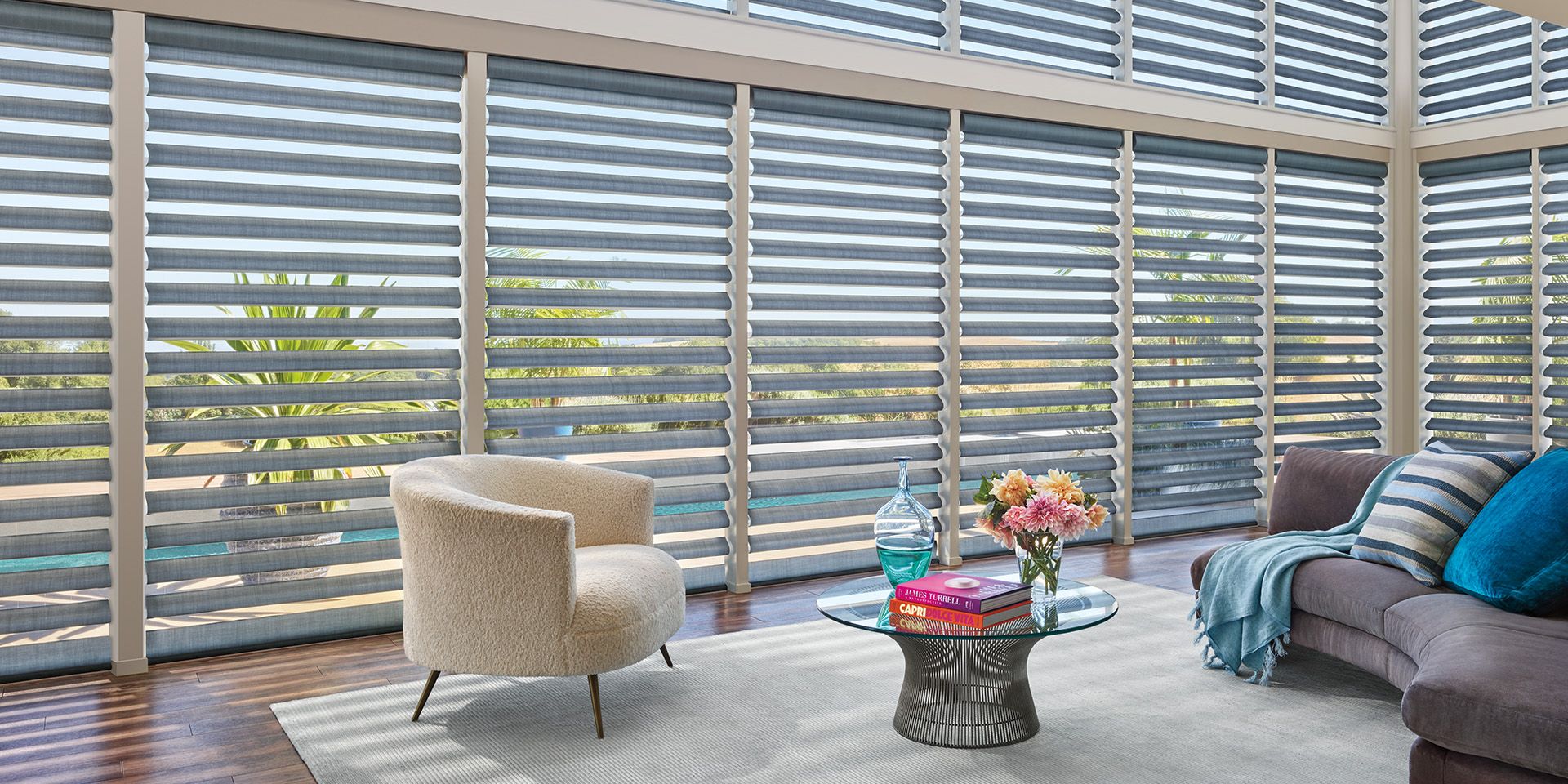 Hunter Douglas Pirouette sheer shades in a commercial office