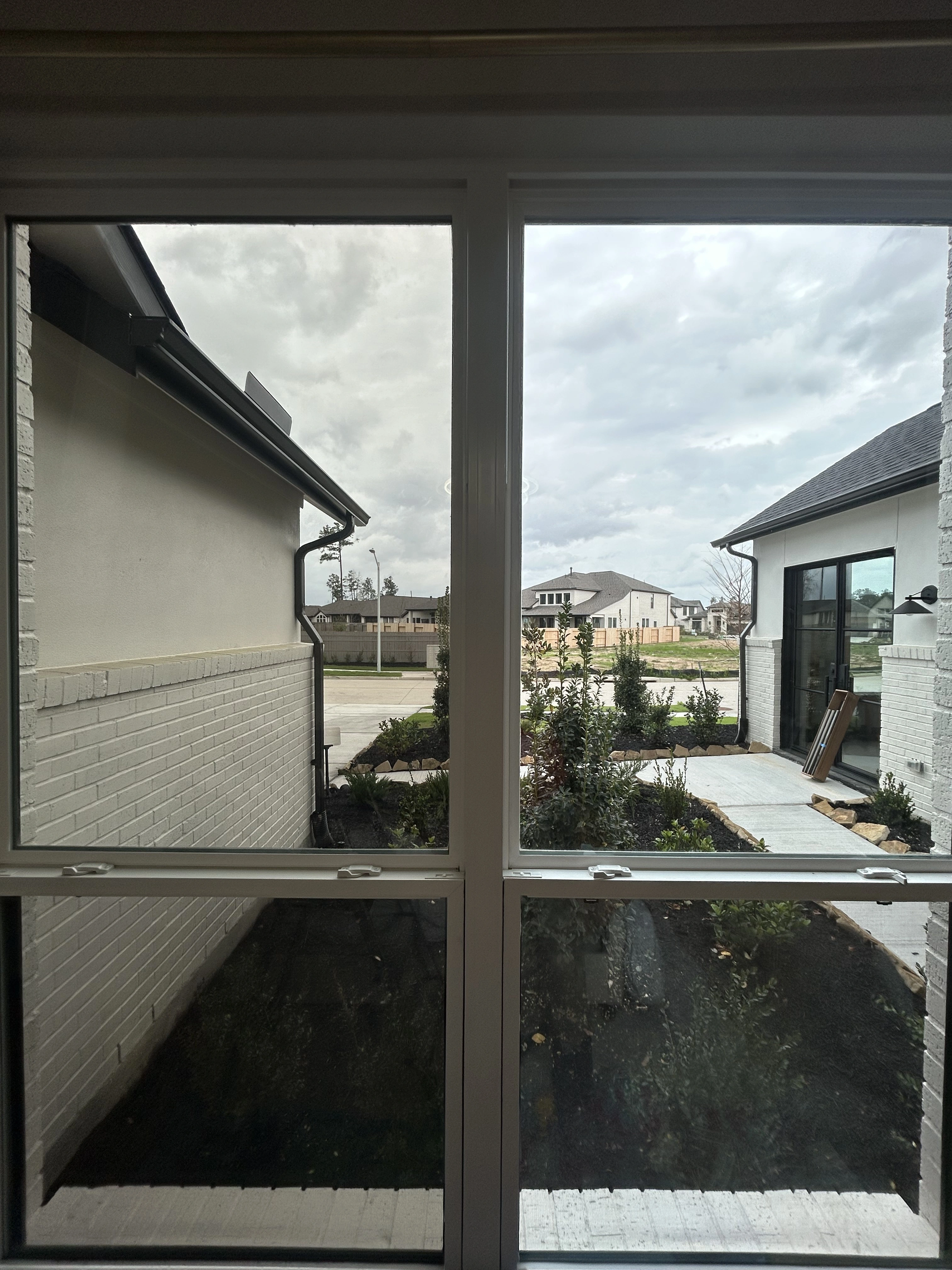 View from inside a Burnet home after window tint installation — clear views out, glare and heat blocked